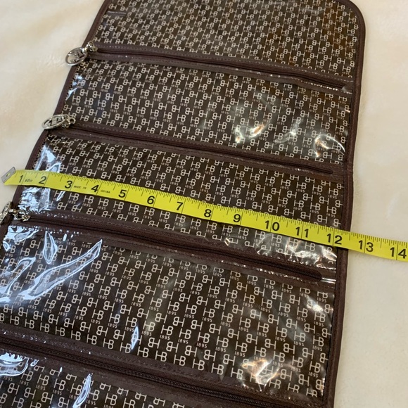 HENRI BENDEL brown white striped hanging 4 pockets travel toiletries bag VVGUC+ - Picture 6 of 11